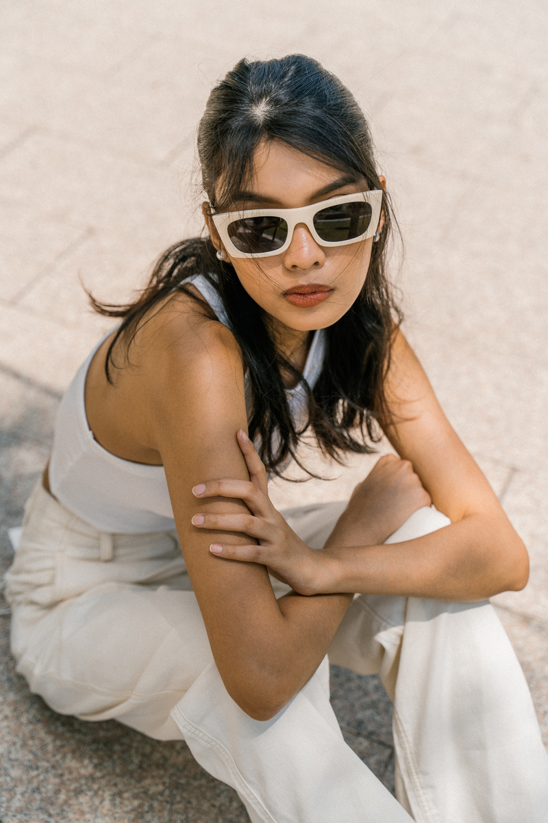 Woman in White Casual Clothes